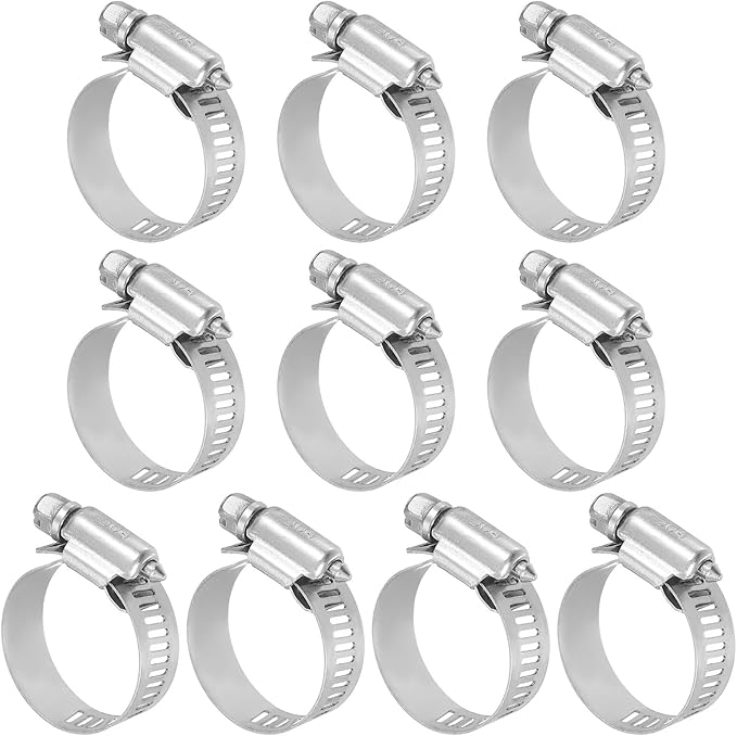 MECCANIXITY Stainless Steel Hose Clamp, Worm Gear Clamp Adjustable 5/7"-1 1/4"(18-32mm) Fuel Line Hose Clamps Duct Clamp for Pipe Plumbing Automotive Mechanical (Pack of 10)