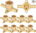 (10 Pack) Lidertik 1/2 Drop Ear Tee Pex Adapter, 1/2" PEX B F1807 to 1/2" PEX B F1807 to 1/2" NPT Female Threaded Adapter Brass LI-APXDET12 (10 Pieces)