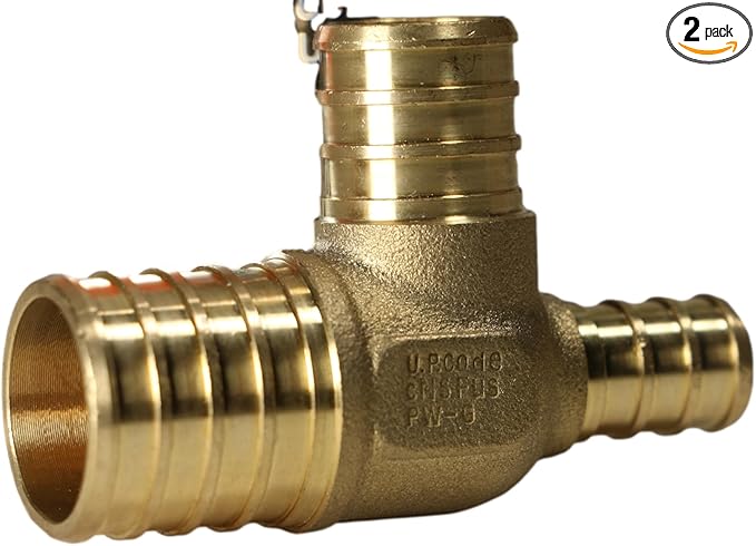 XFITTING 1 inch x 1/2 inch x 3/4 inch Pex Reducing Tee, Pex B Crimp Version 26-5-4=2X, 2 Pieces