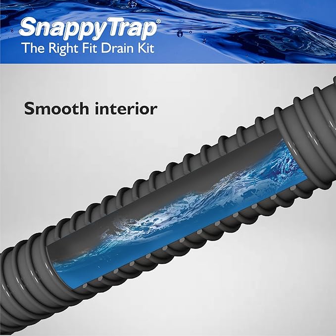 Snappy Trap Universal Flexible P Trap Bathroom Sink Drain Plumbing Kit, No Leaks, Easy No Tool Installation, 9-13 Inches Flexible Hose Length & 16 Inches Product Length (DK-105 Silver)