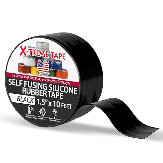 X-Treme Tape MOCAP Heavy Duty Waterproof Self Fusing Silicone Rubber Tape for Hose, Pipe, Electrical, Automotive, Outdoor, and Repairs - Leak Proof, Insulating - 1-1/2 Inch x 10 Ft Roll - Black