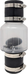 PumpSpy Silent Check Valve with Buna-N Couplings, Spring-Loaded Flapper, Sump Pump Life Expectancy Increase, Includes Steel Clamps Fit (2 Inches)
