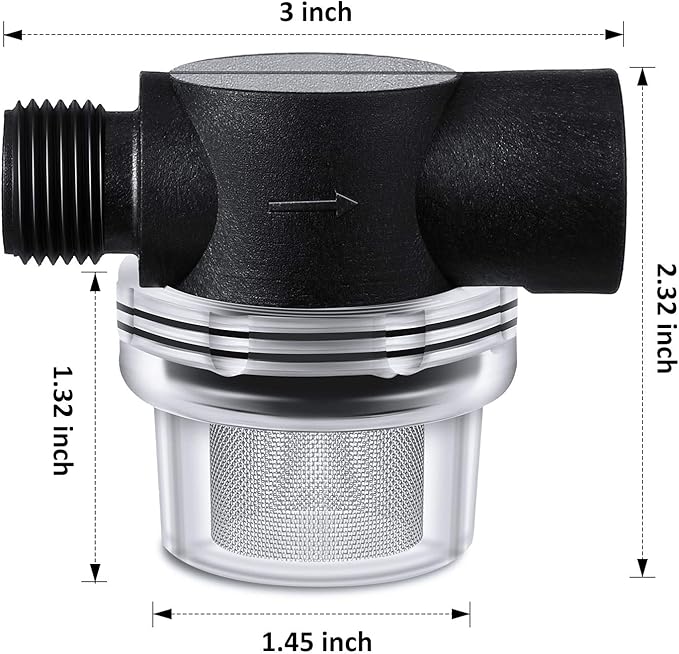 Mudder Water Pump Strainer Filter, RV Replacement 1/2 Inch Twist-On Pipe Strainer Compatible with WFCO or Shurflo Pumps