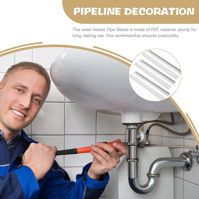 Housoutil Radiator Pipe Cover Replacement 6Pcs with 2Pcs Decorative Collars Thermal Insulation Exhaust Pipe Sleeve for Bathroom Wall Protection 7.87X0.59 Inches White