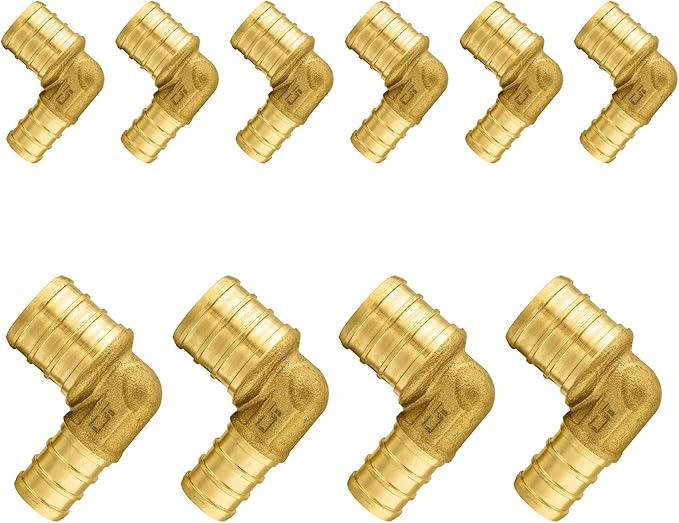 10-Pack PEX Fittings Niikappu 1/2"x3/4" Pex Elbow, Brass Crimp Pipe Fittings for PEX Pipes, ASTM F1807