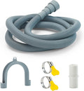 6.6 Feet Universal Washing Machine Drain Hose Flexible Dishwasher Drain Hose Extension Kits Corrugated Washer Hose w/ 1 Adapter 2 Hose Clamps 1 U-Bend Hose Holder