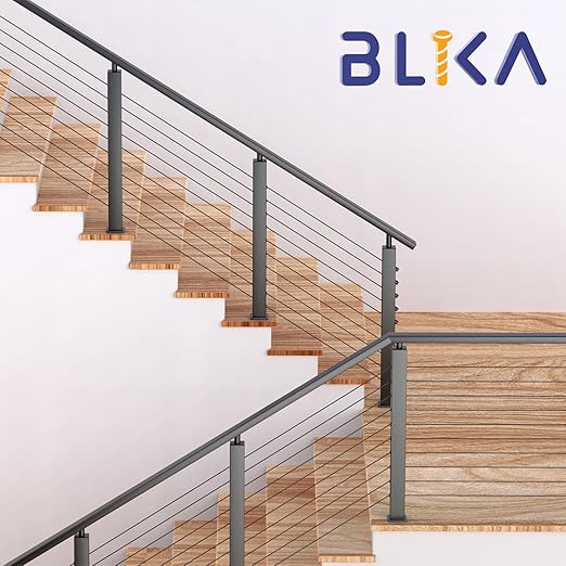 BLIKA 20 Pack 1/8" Black Stainless Steel Invisible Receiver and Swage Stud End for Cable Railing, Deck Stair Threaded End Fitting for Wood & Metal Post, Black Cable Railing Hardware