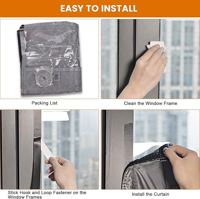 Window Insulation Cover Kit for Winter - 3 Layer 47"x63" Visible Thermal Insulated Windows Curtain with Kits for Winterizing, Large Oxford Cloth Window Cover Film with Heavy Cotton for Home Rv Door