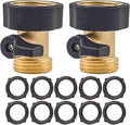 Hourleey Garden Hose Shut Off Valve, 2 Pack Heavy Duty 3/4 Inch Solid Garden Hose Shut Off Valve with 10 Extra Rubber Washers (Black)