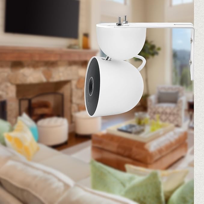 3 Pack Adhesive Metal Nest Camera Mount fits for Google Indoor Nest Security Cam 2nd Generation Wired, Adjustable Wall Mount Camera Bracket Holder for Optimal Viewing Angles, White