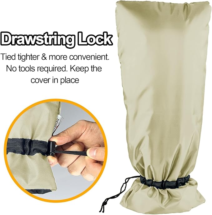 XXL Outdoor Faucet Covers for Winter, 3M Thinsulate Sprinkler Freeze Protector, 25”H x 13”W for Garden Lawn Faucets and Yard Hydrant, Waterproof Insulated Spigot Cover, Reusable Faucet Sock - Sand