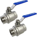1-1/4" Male to Female Thread Full Port Ball Valves NPT 304 Stainless Steel for Water Oil Gas WOG1000 (Pack of 2)