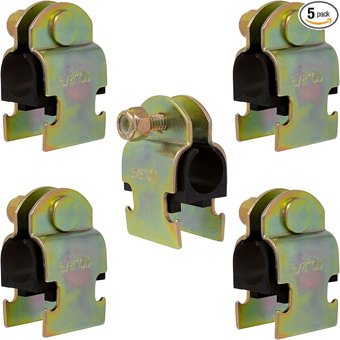 Rubber Cushion Strut Clamp 1/2" NOM (5/8" OD) for Mounting Copper Piping, PEX Pipe, CVPC Tubing to Strut Channels [5 Pack]