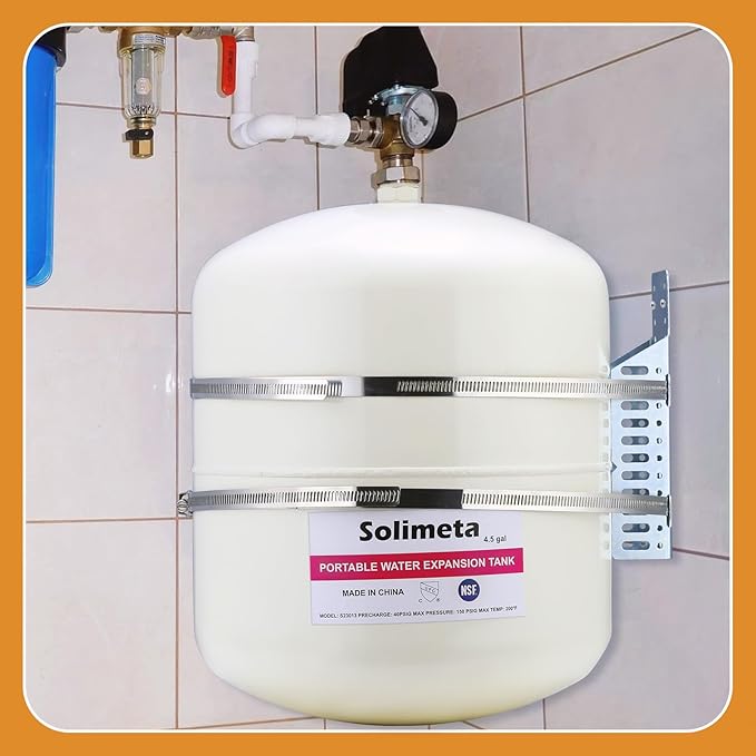 Solimeta 4.5 Gallon Potable Water Expansion Tank With Adjustable Wall Mounting Bracket