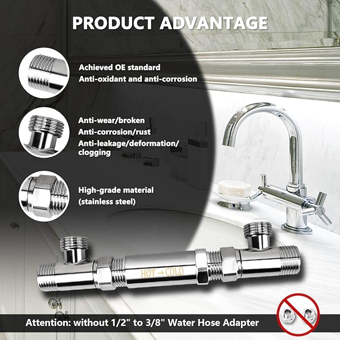 Hot Water Recirculating Valve Bridge for Hot Water Recirculation System Thermal Bridge Valve 304 Stainless Steel Directly Replace Old Plastic Model, Replace #367010 595926 596816 500805