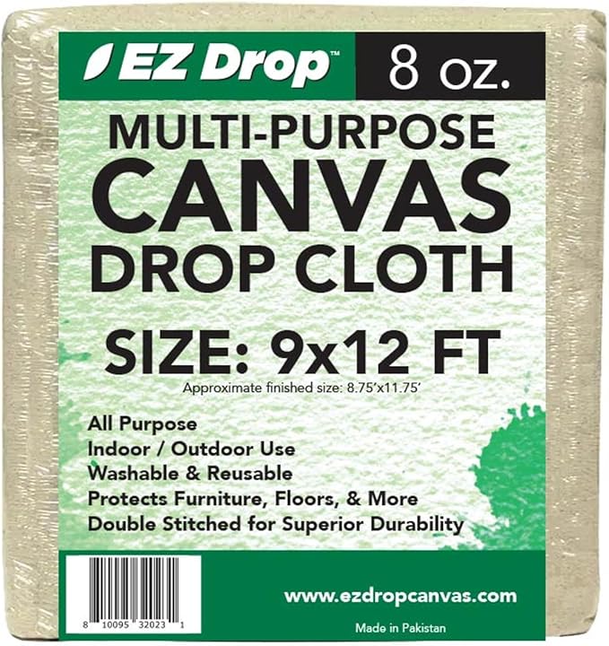 EZ Drop Painter's Large Canvas Fabric Drop Cloth for Painting (9 ft. x 12 ft.)