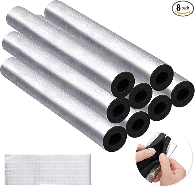 8 Pcs Pipe Insulation Foam Tube,Self Adhesive Pipe Wrap Foam Tube Antifreeze Heat Preservation for Winter Outside Pipes, Irrigation Pipe, Spigot, Water Heater Pipes (1.3 Ft x 0.6 in)