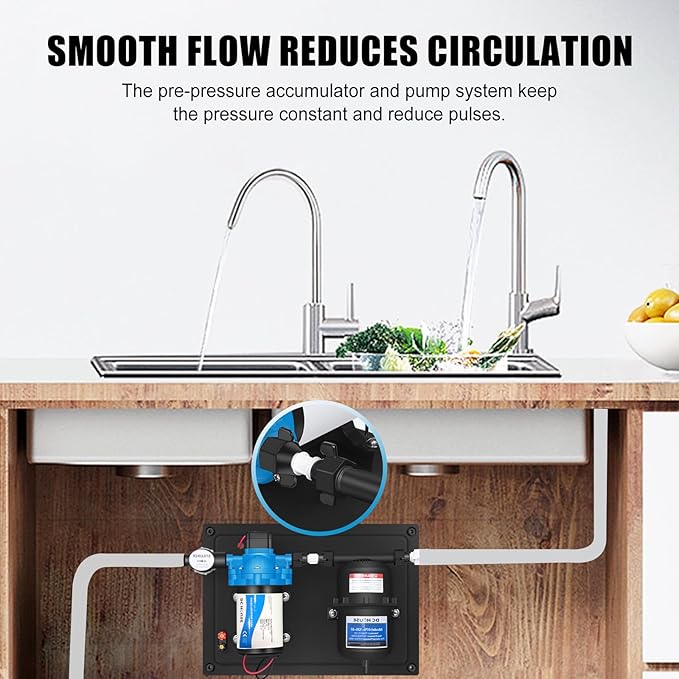 DC HOUSE 12V RV Water Pump System and Pre-Pressurized Accumulator Tank 3.5GPM 45PSI Fresh Water Diaphragm Pump 12Volt with 0.75L 125PSI Accumulator Tank for Travel Trailer Camper Boat Kitchen Bathroom