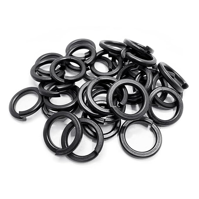 M4 Black Split Lock Washer, 18-8 (304) Stainless Steel Black Coating Spring Lock Washer Elastic Gasket 100PCS