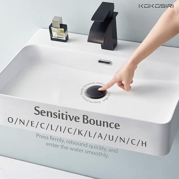 KOKOSIRI Bathroom Sink Drain with Detachable Hair Catcher, Oil Rubbed Bronze Pop Up Sink Drain with Strainer Basket Anti Clogging for Vanity Vessel Sink with Overflow, C1001ORB