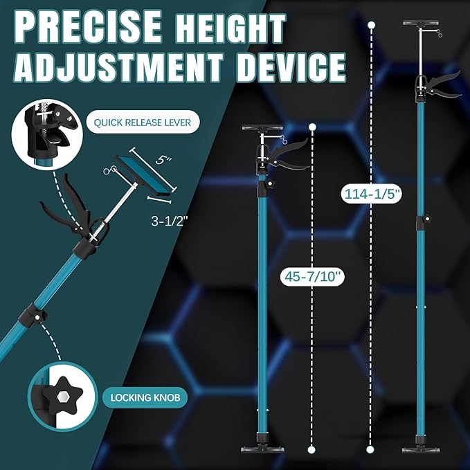 Adjustable Support Pole, Cabinet Jacks for Installing Cabinets, Telescoping Support Poles Range from 45.2'' to 114.2'' Third Hand Tool for Installation, 132 LB Capacity, 4 Packs