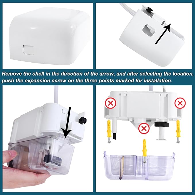 Mini 100-240V White Split Condensate Pump, AC Hvac Silent Condensate Pump, 50/60Hz, External Wall Mount, Self Priming Device, Used for Indoor Air Conditioning, HVAC, Dehumidifier, etc.