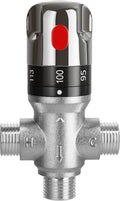 FUGO 1/2 NPT Thermostatic Mixing Valve,Water Mixing Valve with 1/2 NPT Male Connections,Solid Brass,Chrome