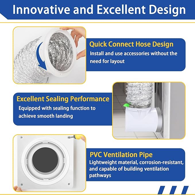 4" Dryer Vent Cover Outside, Dryer Vent Connection Kit, Stainless Steel Wall Dryer Exhaust Vent Cover, One Way Damper, Prevents Lint Buildup & Animal Entry, Universal Fit for All Dryer Systems
