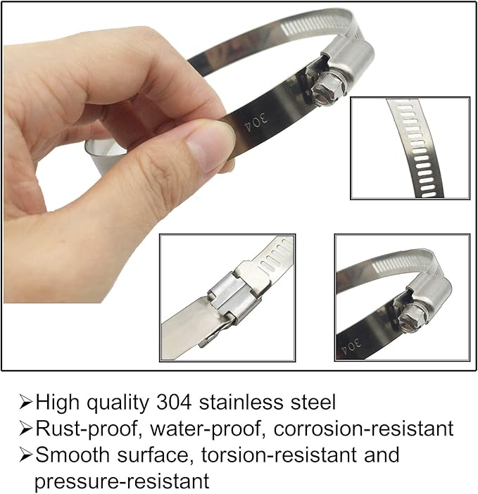 8 Pieces 4" Adjustable 304 Stainless Steel Duct Clamps Hose Clamp Pipe Clamp Air Ducting Clamp worm drive hose clamps (91mm-114mm)