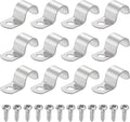 uxcell 12Pcs 14mm(9/16") One Hole Rigid Pipe Strap, 304 Stainless Steel Conduit Clamp Thicken U Bracket Heavy Duty Pipe Clamp with Self-Tapping Screws for Fixing Tube Cable, Silver
