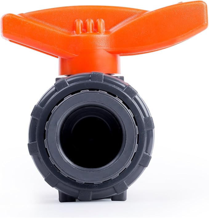 HYDROSEAL Kaplan 1/2" PVC True Union Ball Valve with Full Port, ASTM F1970, EPDM O-Rings and Reversible PTFE Seats, Rated at 200 PSI @73F, Gray, 1/2 inch Socket (1/2")