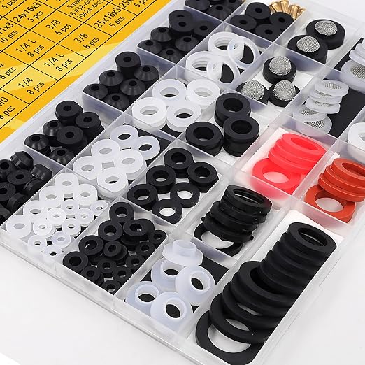 258 PCS Faucet Washers Assorted Kit - 32 Sizes Plumbing Hose Bib Washer Repair Kit for Spigot Repair, Sink, Valve Stem, Hose Nozzle, Outdoor Faucet - Leak Repair