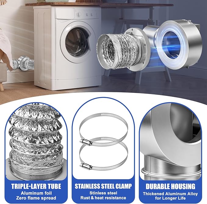 Magnetic Dryer Vent Coupler,Dryer Vent Coupling 90-Degree Elbow,Magnetic Dryer Vent Connector Kit Strong Magnetic Self-connection