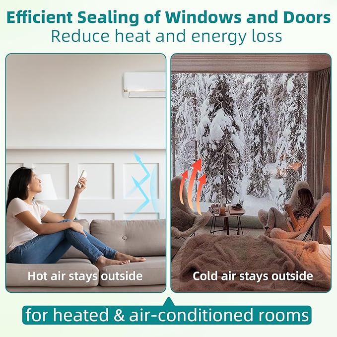 2Pcs×26 Ft V-Shape Weather Stripping Door Seal Strip,Self Adhesive Foam Door Insulation Weatherstripping for Doors Frame,Window Insulation for Winter,Door Soundproof Gap Filler Sealing Strip,Black