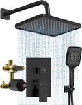 Upgraded Shower System for Bathroom: Aposhion 12 Inch Square Rainfall Shower Faucet Set Rough-in Pressure-balanced Valve with Handheld Sprayer, Wall Mounted Luxury Rain Shower Faucet Kit Complete