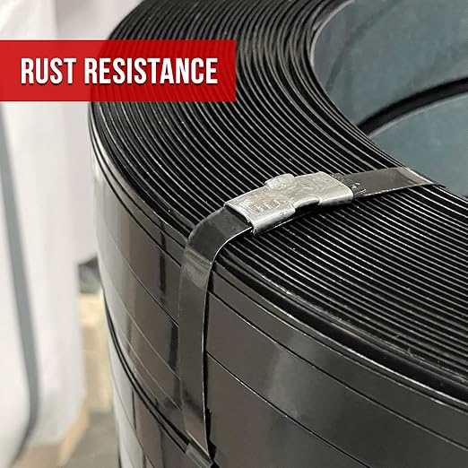 8NET Steel Strapping Band, 3,080' Length x 1/2'' Width x 0.020'' Thickness (1,170 lbs Break Strength), Cut Resistant Pallet Banding, Heavy Duty Metal Strap (10 Rolls)