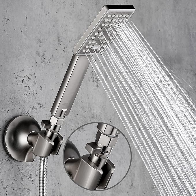 BRIGHT SHOWERS Water Flow Control Valve, Brass Shower Valve with Handle Lever, Flow Regulator Water-Saver Volume, Brushed Nickel
