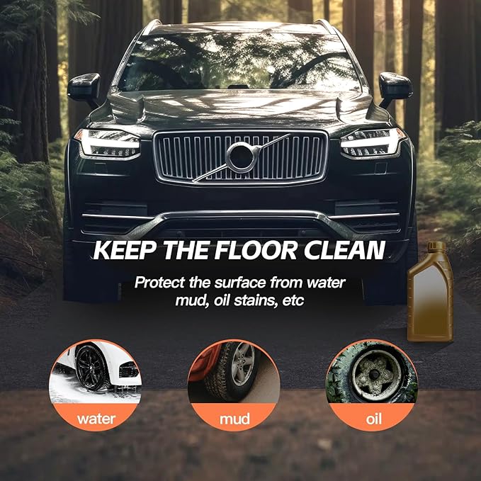 8.9’x 22' Garage Floor Mat & Oil Spill Mat, Heavy Duty Under Car Mat for Garage & Driveway, Protects Against Oil, Chemicals & Stains with TPE Anti-Leak Backing, Reusable & Washable