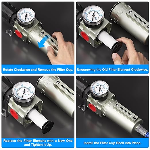 TAILONZ PNEUMATIC 0-240PSI 3/4 Inch NPT Industrial Heavy Duty Particulate Filter and Regulator, Particulate Filter, Coalescing Filter (Automatic Drainage)