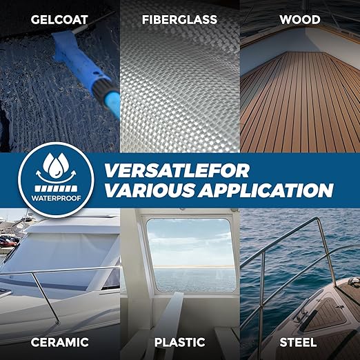 5200 Marine Sealant for Boats & RVs-Fast-Cure (30 Mins), Waterproof, UV-Resistant, High-Bond Adhesive Sealant for Hulls, Decks, Fiberglass, Wood & Metal-Eco-Friendly, Low Odor, with Gloves&Nozzle (1)