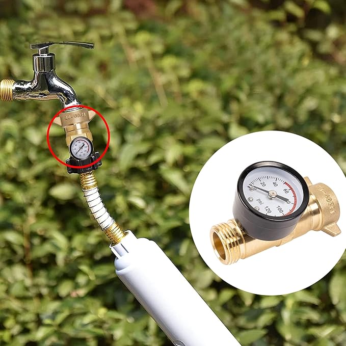 Hourleey Brass RV Water Pressure Regulator, Hi-Flow Water Regulator With Filter Screen and Gauge for Campers, Travel Trailers, Plumbing System
