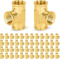 50-PCs HeSun Brass Pipe Fitting, 1/2" x 1/2" x 1/2" NPT Female Thread Tee