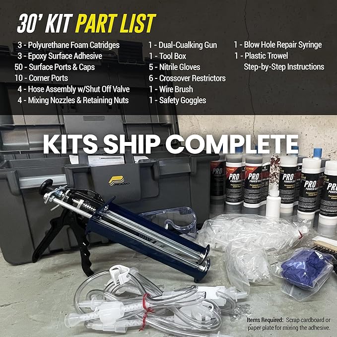 RadonSeal PRO Foundation Crack Repair Kit (30-ft) Expanding Foam Injection – The Professional Concrete Crack Repair Kit.