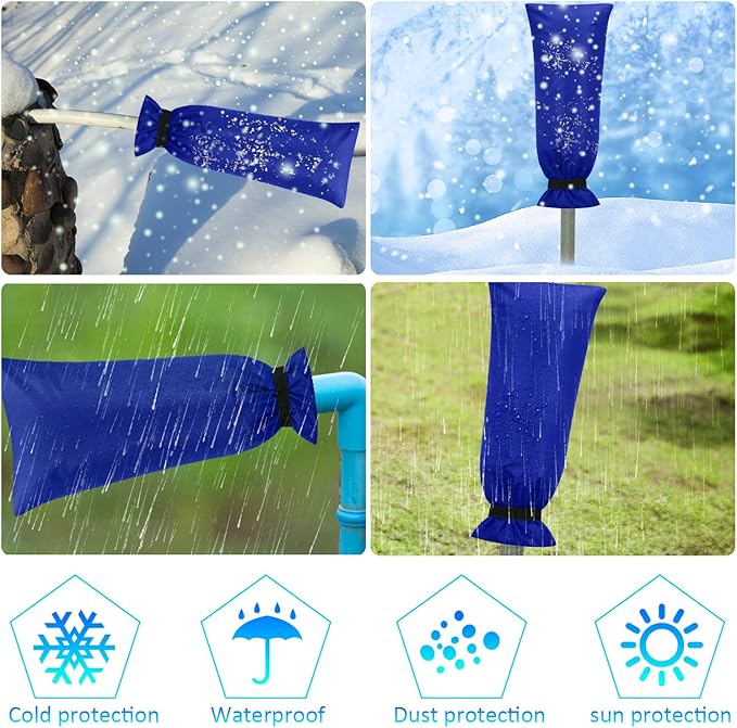 Frienda Outdoor Faucet Cover for Winter Freeze Protection 25'' x 10'' Winter Outside Large Backflow Preventer Insulation Spigot Hose Bib Cover for Garden Lawn Faucet Yard Hydrant(Blue,2 Pieces)