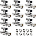 10 Pcs 1/2 Inch Pex x 3/8 Inch Od Compression Straight Stop Valve, 1/2" Pex x 3/8" OD Compression Straight Shut Off Valve, Solid Brass, Chrome