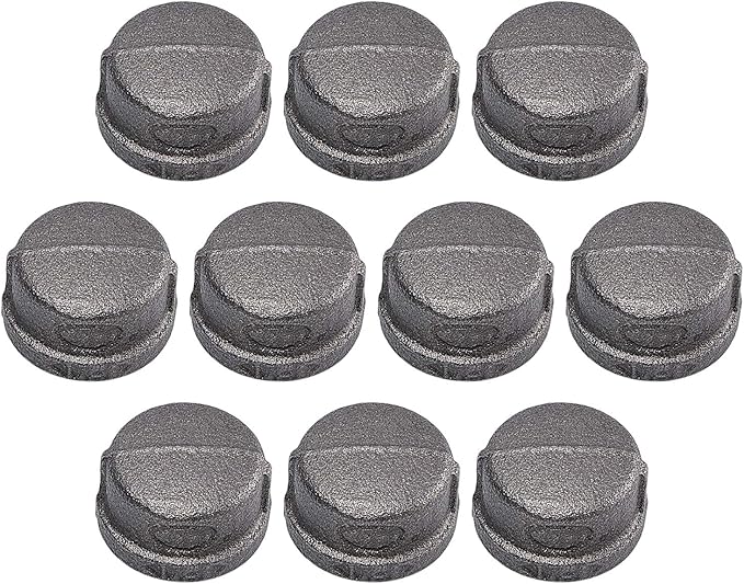 1" Pipe Fitting Cap, Home TZH 10 Pack 1" Gray Malleable Iron Cast Pipe Caps for Steam-punk Vintage Shelf Bracket DIY Plumbing Pipe Decor Furniture(10, 1")