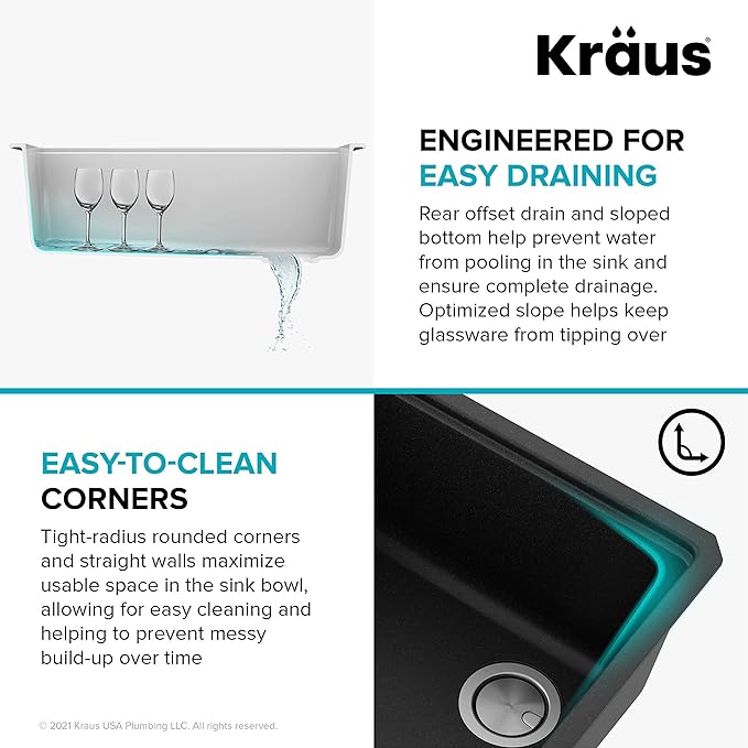KRAUS Bellucci 30” in. Undermount Workstation Granite Kitchen Sink in Metallic Black with Accessories, KGUW2-30MBL