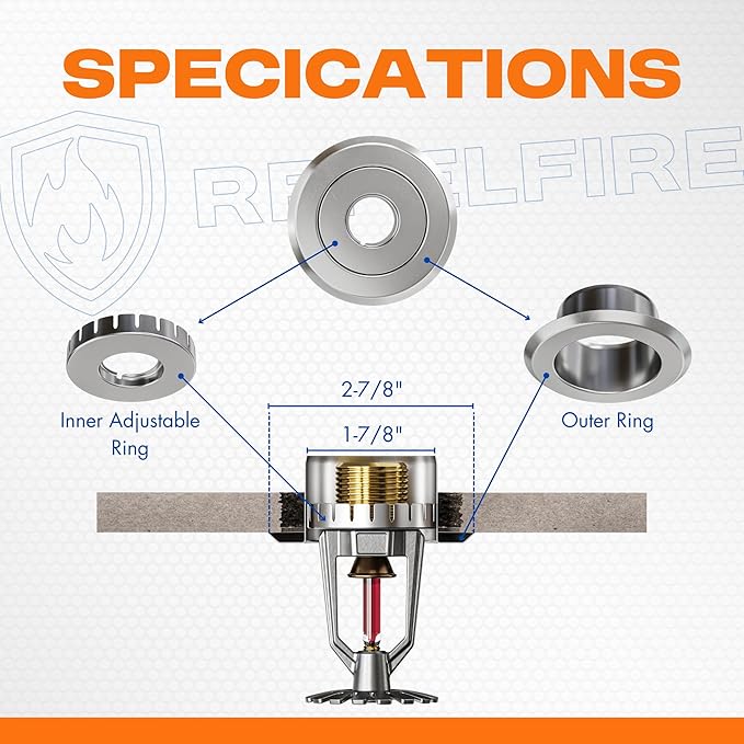 Recessed Fire Sprinkler Escutcheon 3/4 in. IPS - 2 Piece in Chrome Plated - Depth Adjustment Range up to 3/4 in. for Fire Sprinkler Trim