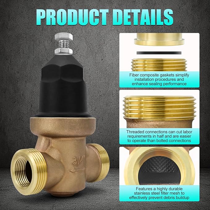 3/4" NR3XL Pressure Reducing Valve With Double Union FNPT Connection,Water Savings And Energy Savings,Primarily Used In Residential Settings And Public Entrances