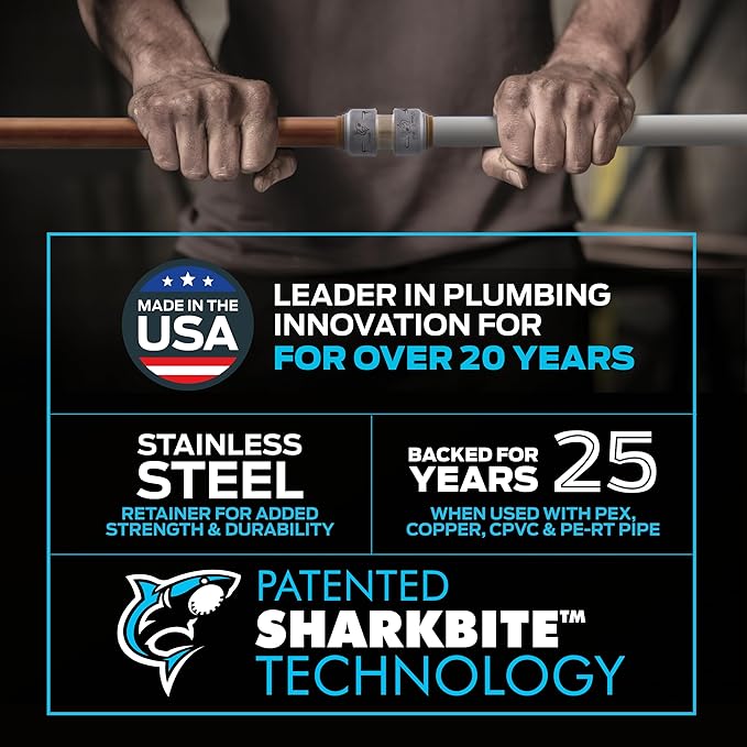 SharkBite Max 1/2 Inch Push Cap, Made in the USA, Pack of 12, Push to Connect Brass Plumbing Fitting, UR514